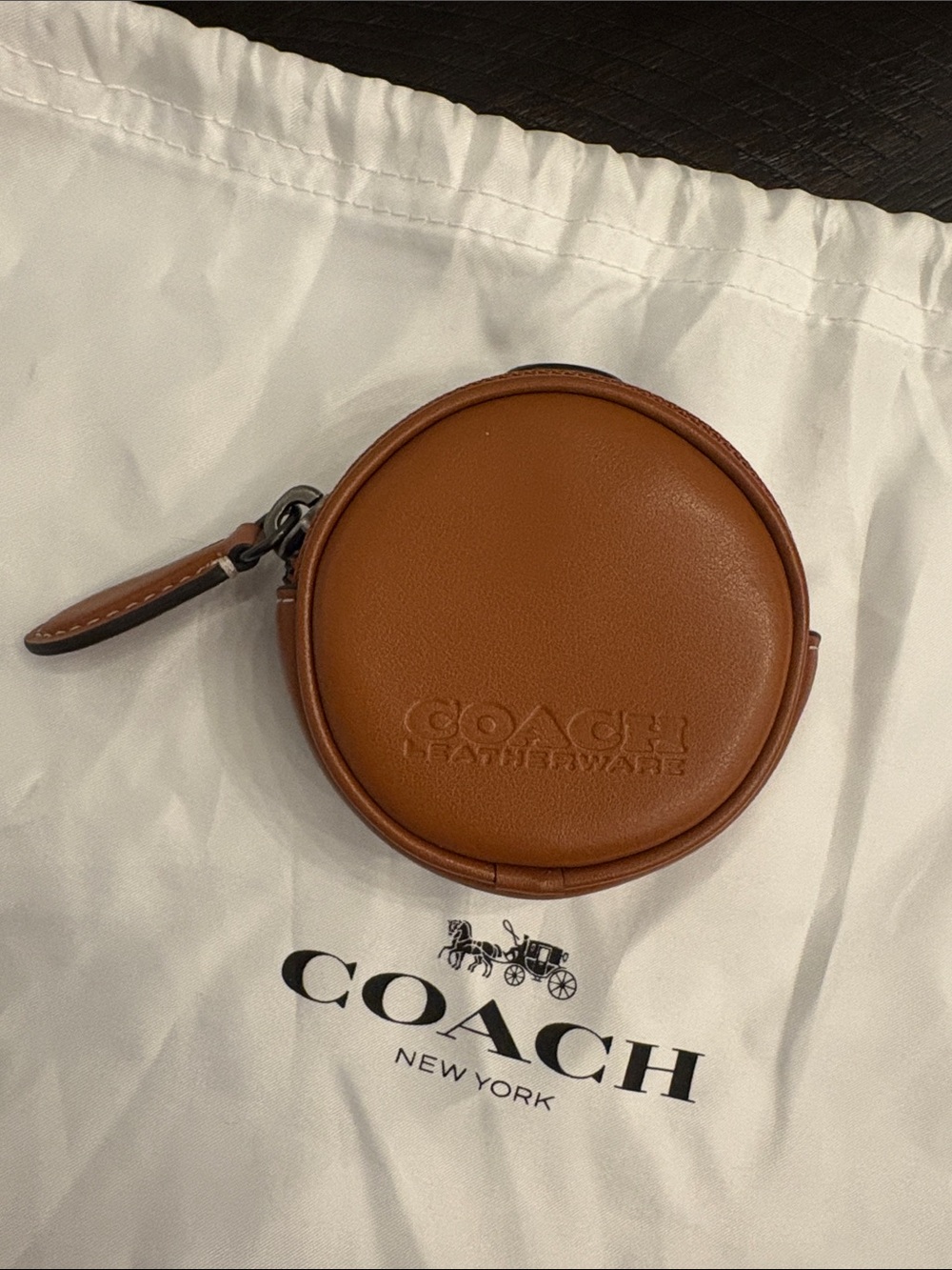 Coach Brown Leather Round Coin Case